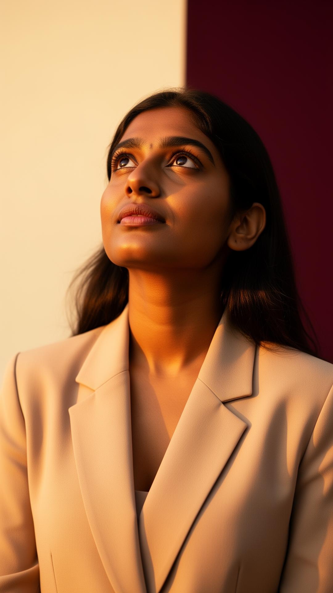 A woman looking ahead with confidence